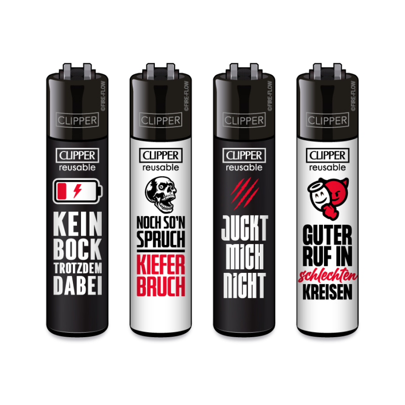 CLIPPER Feuerzeug 4er Set - Sprüche #2 Sammler-Edition