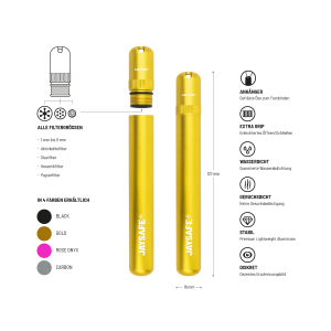 FIRE-FLOW™ JAYSAFE Aluminium Joint Case - Wasserdichte Transporthülse Gold