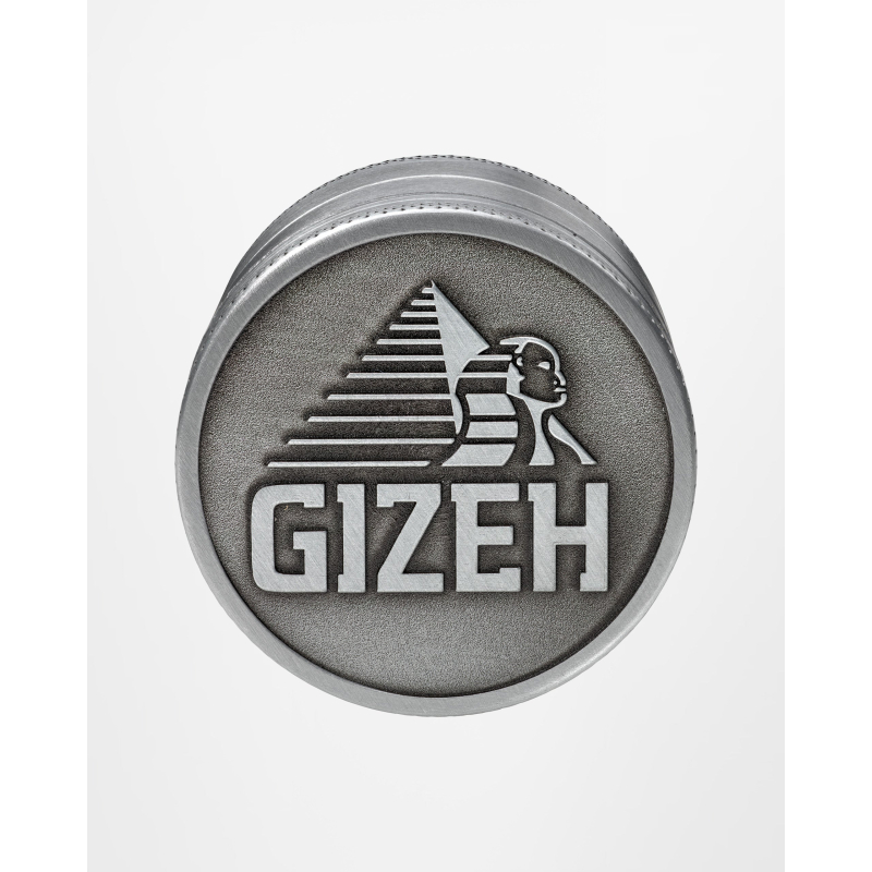 GIZEH Grinder Metall 50mm Ø - 4-teilige Kräutermühle mit Pollensieb Silber
